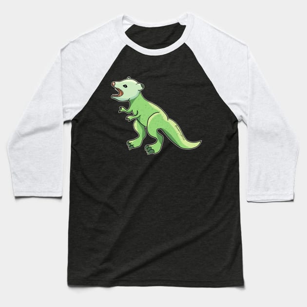 Opossum Dinosaur Hybrid: Opus Rex Baseball T-Shirt by nonbeenarydesigns